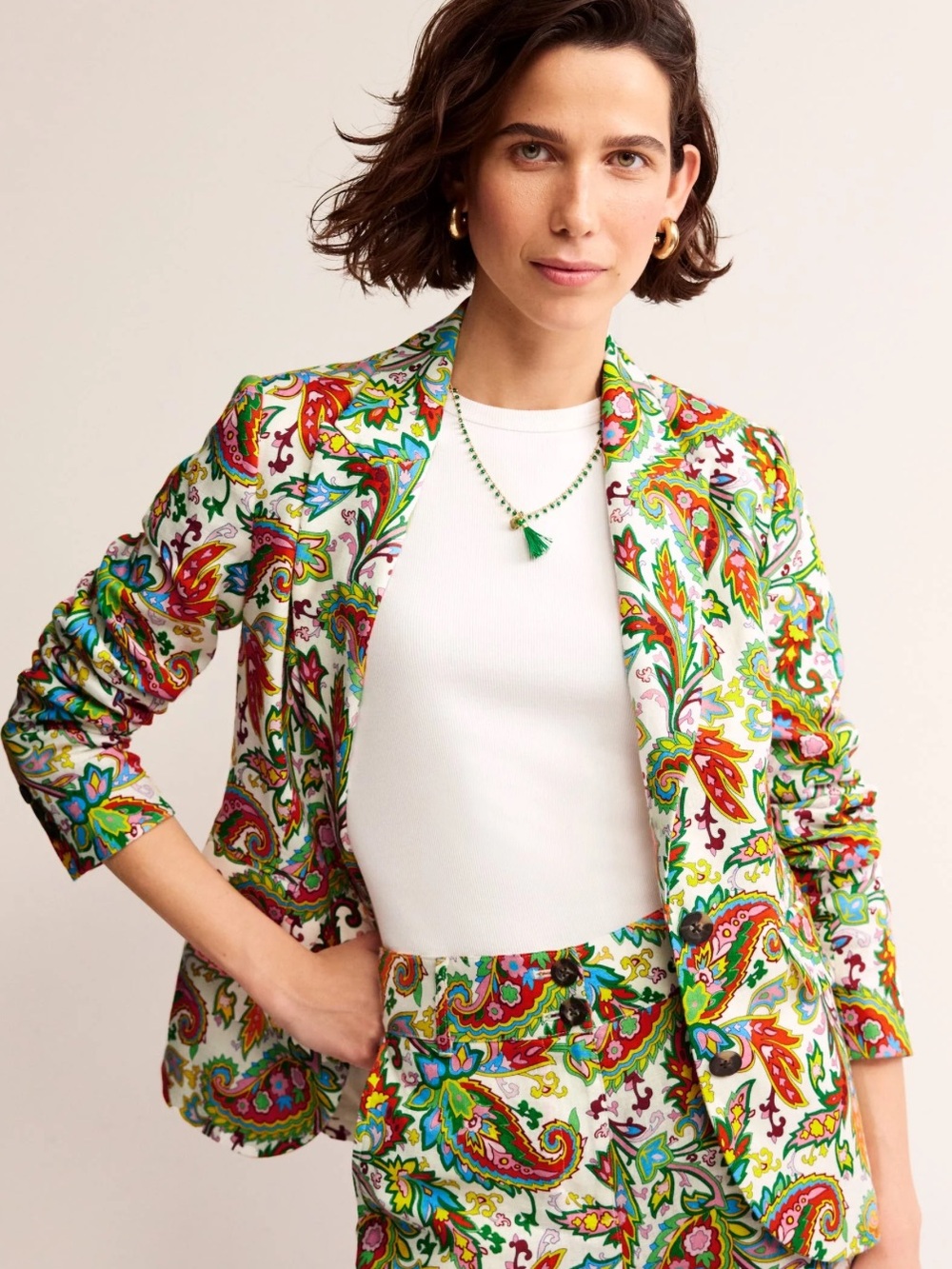 New Boden linen Multicolor paisley blazer
